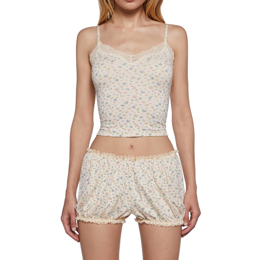 Floral Lace Trim Sleepwear Set SUGARTHRILLZ